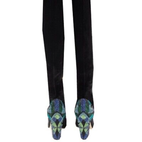 Sergio Rossi Black EMBELLISHED VELVET Over Knee Boots Shoes Sz 5.5 US NEW - Picture 3 of 12